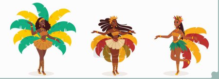 Illustration for Beautiful Samba Female Dancers Character Standing In Dancing Pose. - Royalty Free Image