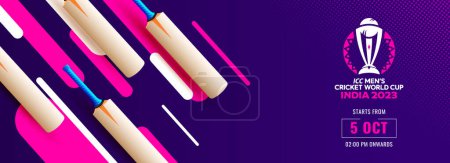 Illustration for ICC Men's Cricket World Cup India 2023 Banner or Header Design in Abstract Purple Color. - Royalty Free Image