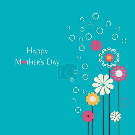 Téléchargez les illustrations : Joyeux concept de célébration mère avec papier coloré fleur coupée décorer sur fond bleu clair. - en licence libre de droit