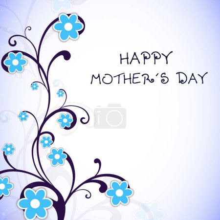 Téléchargez les illustrations : Joyeuse carte de vœux de la fête des mères avec branche d'arbre en fleurs. - en licence libre de droit