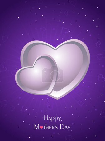 Happy Mother's Day Celebration Concept with Double Heart Symbol on Purple Background.