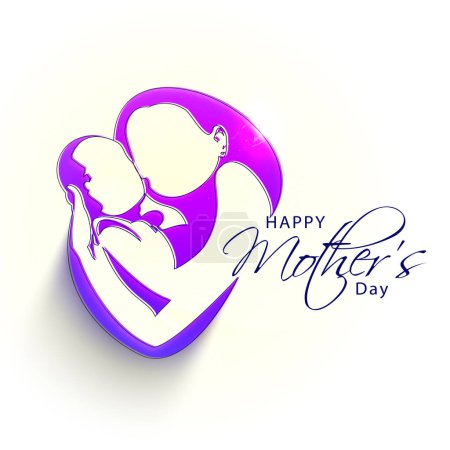 Téléchargez les illustrations : Joyeux concept de célébration de la fête des mères avec l'illustration d'une mère avec son enfant. - en licence libre de droit