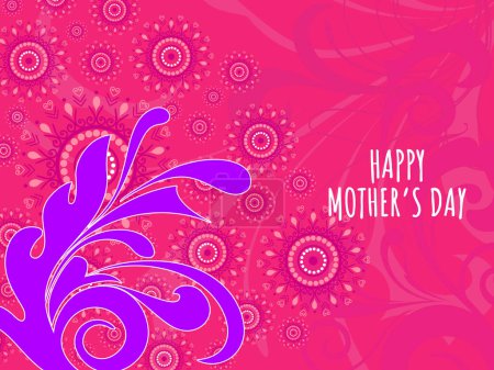 Téléchargez les illustrations : Carte de vœux mère heureuse décorer avec un design floral rose. - en licence libre de droit