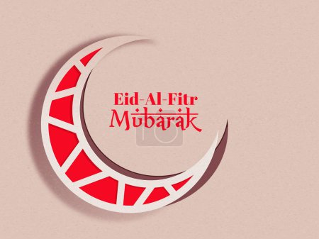 Foto de Elegante diseño de tarjetas de felicitación con la creativa luna creciente de papel para el Festival Islámico Famoso, celebración de Eid-Al-Fitr
. - Imagen libre de derechos