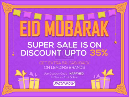 Creative super sale banner or poster for celebration of eid mubarak festival.