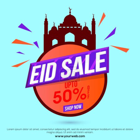 Téléchargez les illustrations : Balise de vente, Jusqu'à 50 % de réduction, Fond de vente avec mosquée, Illustration vectorielle pour la célébration du festival islamique
. - en licence libre de droit