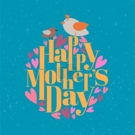 Foto de Hermosa tarjeta floral del día de la madre feliz en el fondo azul cielo. - Imagen libre de derechos