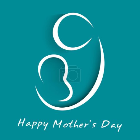 Foto de Hermoso concepto del Día de las Madres Felices con arte de línea en una madre con un niño en su regazo en el fondo. - Imagen libre de derechos