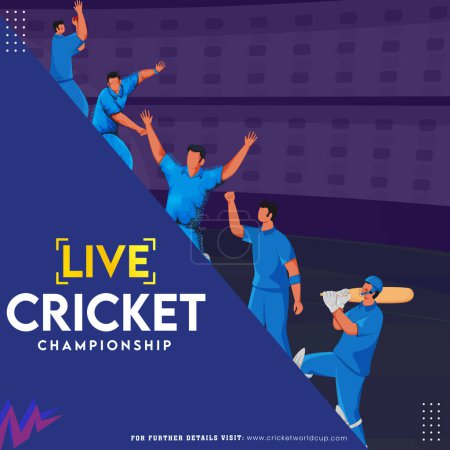 Ilustración de Ver en vivo T20 Cricket Match Show del equipo de la India, Diseño de póster de medios sociales. - Imagen libre de derechos