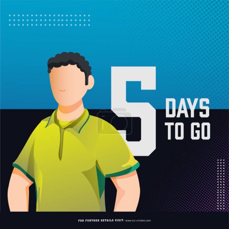 T20 Cricket-Spiel ab 5 Tage linken basierten Poster-Design mit Australien Cricketspieler Charakter im Nationaltrikot beginnen.