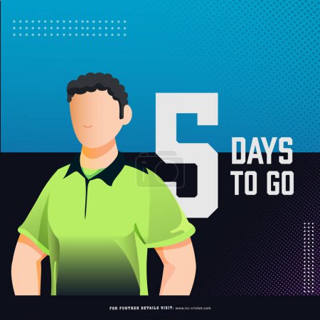 T20 Cricket-Spiel ab 5 Tage linken basierten Poster-Design mit Irland Cricketspieler Charakter im Nationaltrikot beginnen.