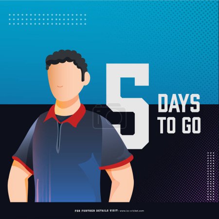 T20 Cricket-Spiel ab 5 Tage links basiert Poster-Design mit USA Cricketspieler Charakter im Nationaltrikot beginnen.