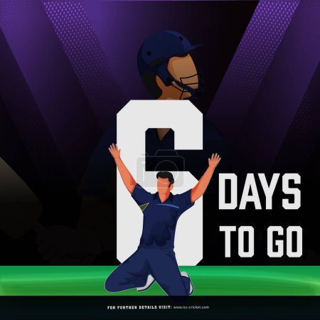 T20 cricket match to start from 6 days left based poster design with Sri Lanka bowler player character in winning pose on stadium.