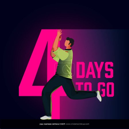 T20 Cricket-Spiel ab 4 Tage links basiert Poster-Design mit Irland Bowler Spieler Charakter in Action-Pose beginnen.