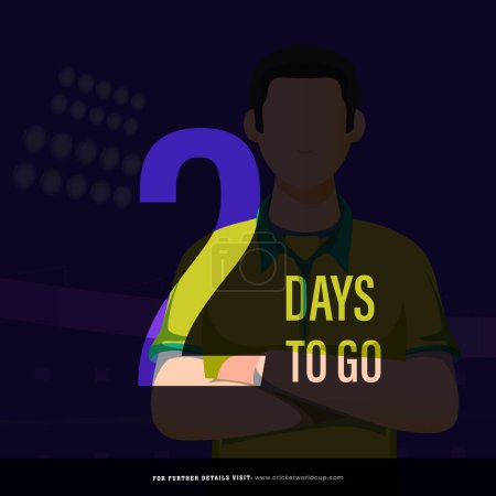 Partido de cricket T20 para comenzar a partir de 2 días izquierda basado en el diseño del póster con Australia jugador de cricket personaje en jersey nacional.