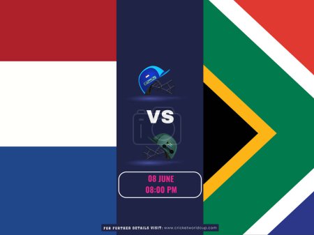 ICC Men's T20 World Cup Cricket Match Between Netherlands VS South Africa Team Poster in National Flag Design.