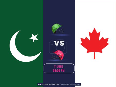 ICC Men's T20 World Cup Cricket Match Between Pakistan VS Canada Team Poster in National Flag Design.