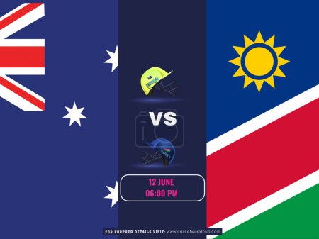 ICC Men's T20 World Cup Cricket Match Between Australia VS Namibia Team Poster in National Flag Design.