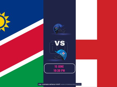 ICC Men's T20 World Cup Cricket Match Between Namibia VS England Team Poster in National Flag Design.