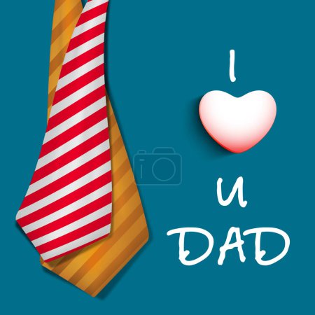 Téléchargez les illustrations : Je t'aime papa Texte avec paire de cravate sur fond bleu pour le concept de fête des pères heureux. - en licence libre de droit
