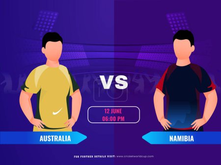 Partido de cricket entre Australia VS Namibia Jugador Equipo, Diseño de póster de publicidad.