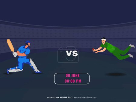 Foto de Partido de cricket entre la India VS Pakistán equipo en el estadio, diseño de póster de publicidad. - Imagen libre de derechos