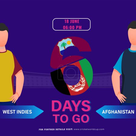 Foto de Partido de cricket entre el equipo de las Indias Occidentales vs Afganistán Comienza a partir de los 6 días restantes, Social Media Poster Design. - Imagen libre de derechos