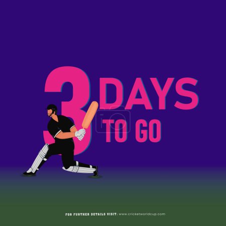 T20 cricket match poster shows 3 days left for the start with New Zealand batter player character in playing pose.