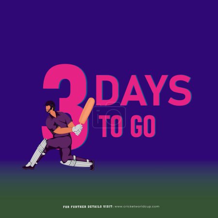 Foto de El póster del partido de cricket T20 muestra 3 días restantes para el comienzo con el personaje del bateador escocés en pose de juego. - Imagen libre de derechos