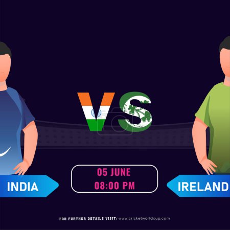 Cricket Match Between India VS Ireland Team with Their Country's Captain Characters, Social Media Poster Design.