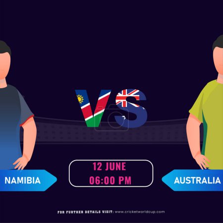 Cricket Match Between Namibia VS Australia Team with Their Country's Captain Characters, Social Media Poster Design.