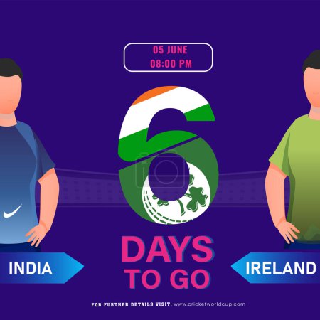 Foto de Partido de cricket entre el equipo de India vs Irlanda Comienza desde los 6 días restantes, Social Media Poster Design. - Imagen libre de derechos