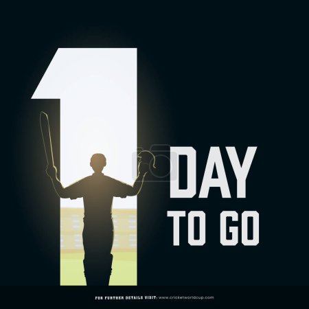 Ilustración de T20 Cricket Match Un día para ir basado en el diseño de póster con el jugador de bateo de silueta en la Pose ganadora. - Imagen libre de derechos