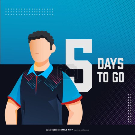 T20 cricket match to start from 5 days left based poster design with Afghanistan cricketer player character in national jersey.