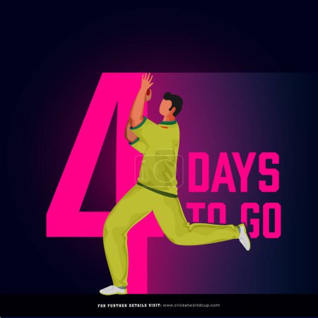 Foto de Partido de cricket T20 para comenzar a partir de 4 días izquierda basado en el diseño del póster con Australia jugador de bolos personaje en pose de acción. - Imagen libre de derechos