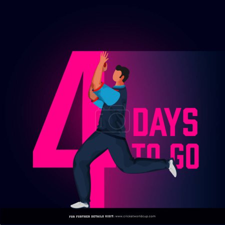 T20 Cricket-Spiel ab 4 Tage links basiert Poster-Design mit Afghanistan Bowler Spieler Charakter in Action-Pose beginnen.