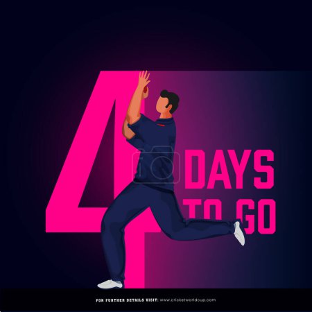 T20 Cricket-Spiel ab 4 Tage linken basierten Poster-Design mit Sri Lanka Bowler Spieler Charakter in Action-Pose beginnen.