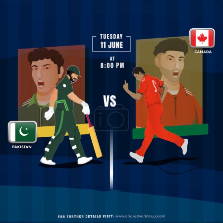 Cricket-Match zwischen Pakistan und Kanada Spieler-Team, Werbeplakat-Design.