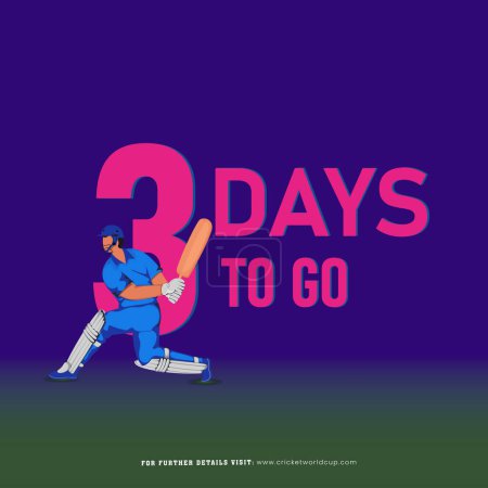 T20 cricket match to start from 3 days left based poster design with Indian batter player character in playing pose.