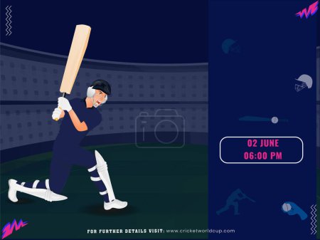 Ilustración de Diseño de póster de partido de críquet con personaje de jugador de bateador de Sri Lanka en jugar a la postura en el fondo del estadio. - Imagen libre de derechos