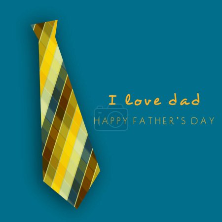 Téléchargez les illustrations : Je t'aime Papa Message Texte Bonne Fête des Pères Carte de voeux avec cravate à carreaux colorée. - en licence libre de droit