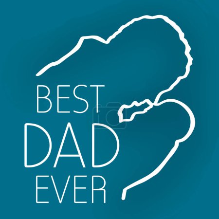 Line art design of a father and child with text 16th June on turquoise background, Happy Fathers Day poster design.