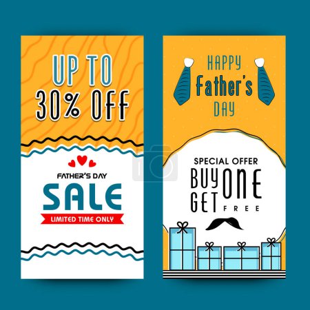 Offre spéciale Bannières de vente, Vente à durée limitée, Jusqu'à 30 % de réduction, Illustration créative pour la fête des pères heureux.
