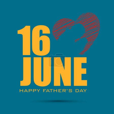 Happy Fathers Day concept for flyer, banner or poster with image of a father and child and text 16th June.