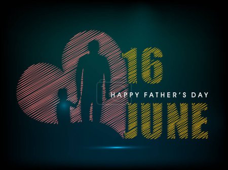 Happy Fathers Day concept for flyer, banner or poster with image of a father holding his child hand and text 16th June.