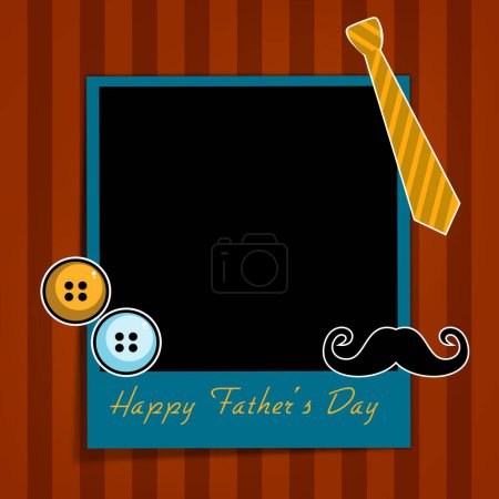 Happy Fathers Day background with blank note of your message, mustache and buttons.