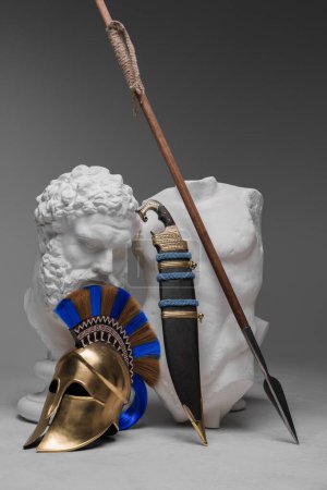 Photo for Shot of classical marble sculpture with military equipment. - Royalty Free Image
