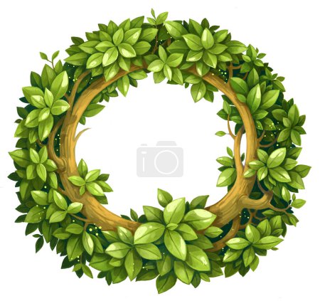 Photo for Forest frame from branches and leaves isolated on a white background - Royalty Free Image