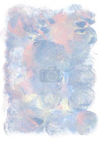 Foto de Fondo artístico azul-amarillo-rosa-blanco con pinturas acrílicas utilizando la técnica de pincel seco - Imagen libre de derechos