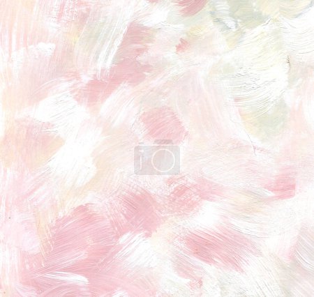 Téléchargez les photos : Fond carré artistique rose, blanc, vert et beige avec peinture acrylique au pinceau sec - en image libre de droit
